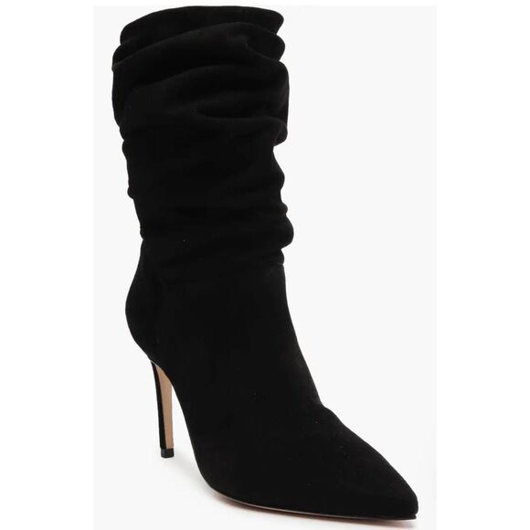 Schutz Slouchy Boots Pointed Toe Size 7.5 Black Stiletto Heel - Picture 1 of 8